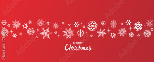 Christmas winter background with white snowflakes of various sizes creates a cheerful festive mood for holiday campaigns, winter celebrations, greeting cards. Sale banner. Vector