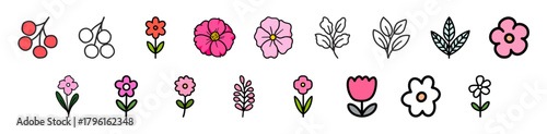 cute Flower Icons Pastel Botanical Pack