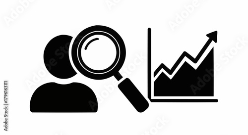 Business data analysis icon for market research and growth.