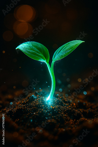 Biolight Seedling Emerging from Smart Soil