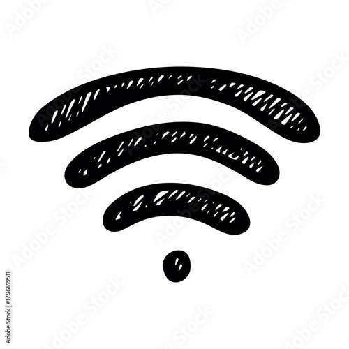 Hand drawn free wifi spot zone sign Public wi-fi area sign Wireless internet clipart in doodle style Single element for print, web, design, decor 3G, 4G, 5G, 6G, IoT