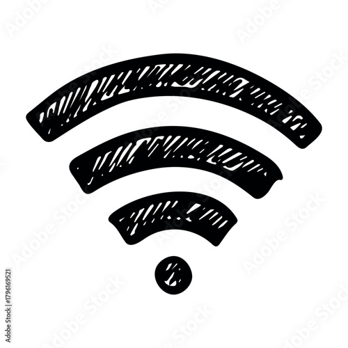 Hand drawn free wifi spot zone sign Public wi-fi area sign Wireless internet clipart in doodle style Single element for print, web, design, decor 3G, 4G, 5G, 6G, IoT