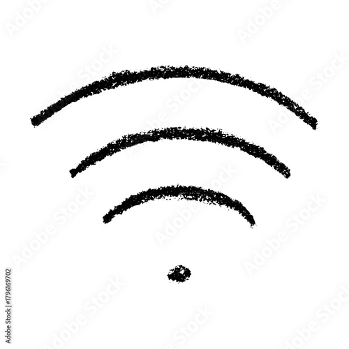 Hand drawn free wifi spot zone sign Public wi-fi area sign Wireless internet clipart in doodle style Single element for print, web, design, decor 3G, 4G, 5G, 6G, IoT