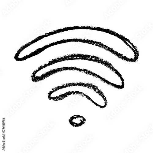 Hand drawn free wifi spot zone sign Public wi-fi area sign Wireless internet clipart in doodle style Single element for print, web, design, decor 3G, 4G, 5G, 6G, IoT