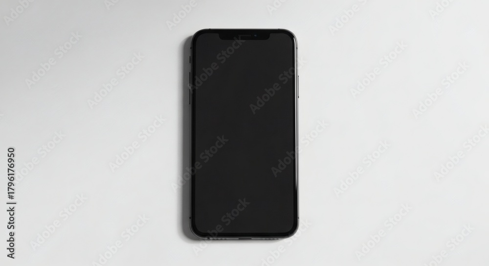 Naklejka premium Black smartphone mockup screen off isolated on white.