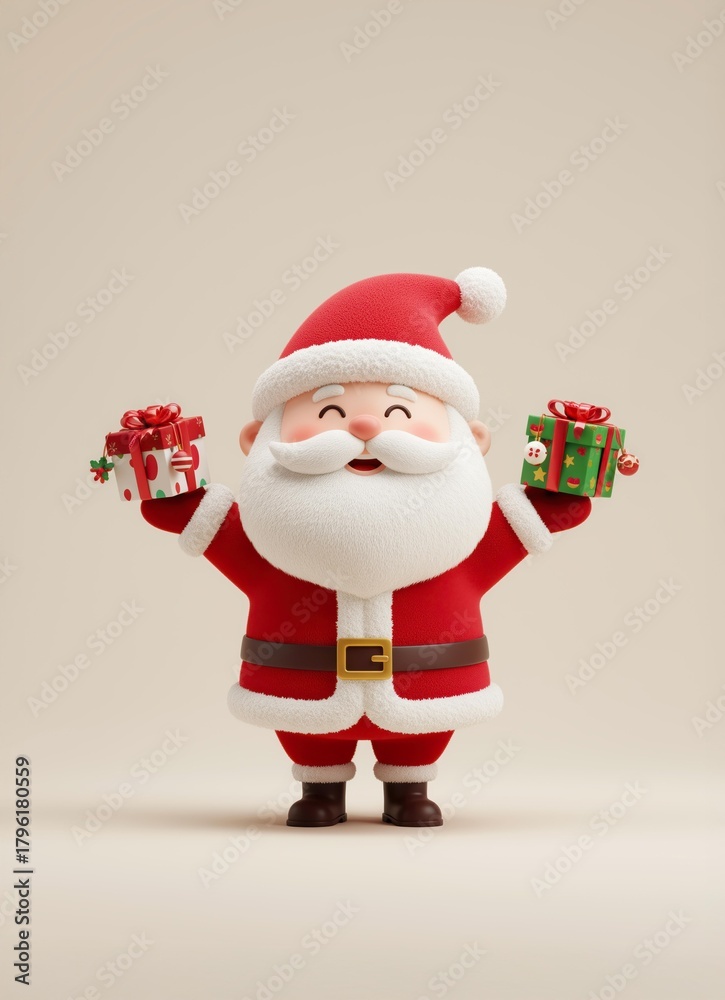 Obraz premium 크리스마스,귀여운 산타와 친구들