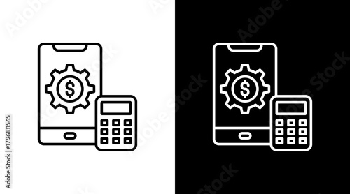 Financial Tools  White Icon Set Design