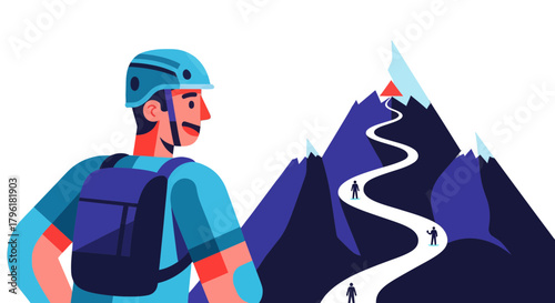 A Person Achieving Goals By Climbing a Mountain, Representing Self-Improvement