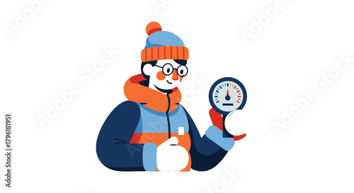 A Person Checking Pressure With A Gauge, Focused On Winter Wear And Measurement