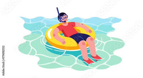 A Person Floating on the Water with Snorkel and Mask Ready To Explore the Depths