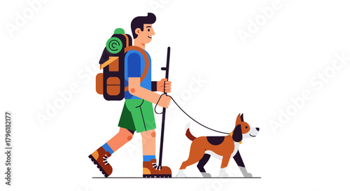 A Person Hiking With Their Loyal Dog During a Scenic Outing Adventure