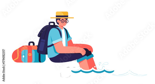 A Person Meditating While Dipping Their Feet In Sea Water, Enjoying The Moment