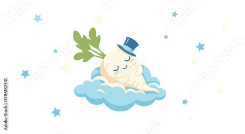 A Whimsical Root Vegetable Dreams Amongst The Stars In A Dreamy Nighttime Scene