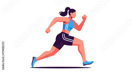 A Woman In Sportswear Runs Effortlessly Against A Deep Black Background