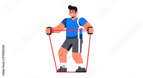 A Person Using Resistance Bands Demonstrating Exercise On Vector Style Graphics