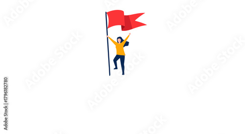 Achievement Illustration Depicting Success and Triumph in Achieving Goals on Black Background