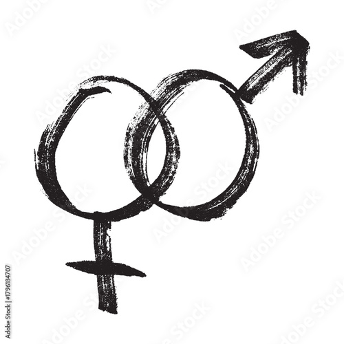 Hand drawn heterosexual gender identity sign Symbol used to represent sex and gender