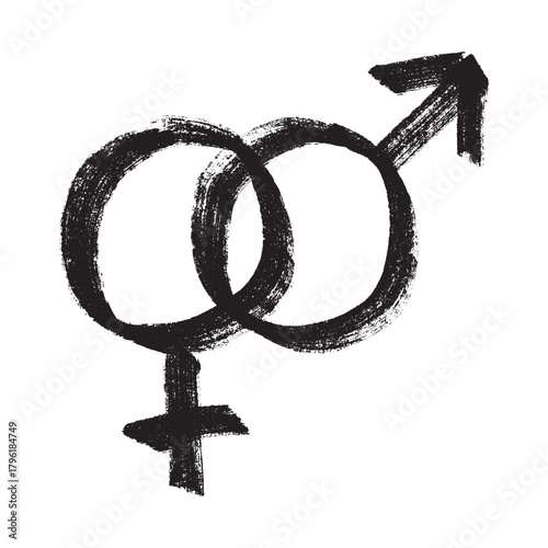 Hand drawn heterosexual gender identity sign Symbol used to represent sex and gender