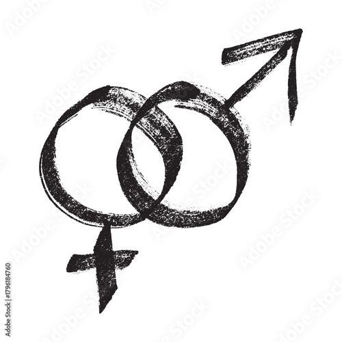 Hand drawn heterosexual gender identity sign Symbol used to represent sex and gender