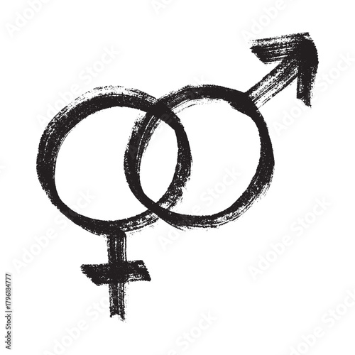 Hand drawn heterosexual gender identity sign Symbol used to represent sex and gender