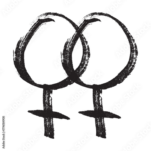 Hand drawn lesbian identity sign Symbol used to represent sex and gender