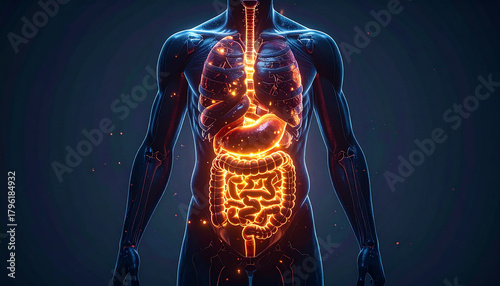 Human Digestive System Anatomy Illustration.