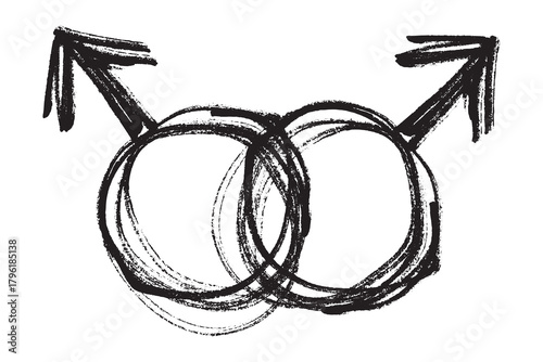 Hand drawn homosexual identity sign Symbol used to represent sex and gender
