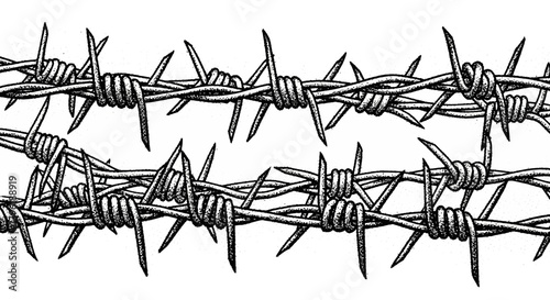 Detailed Barbed Wire Illustration: A Striking Symbol of Boundaries and Security