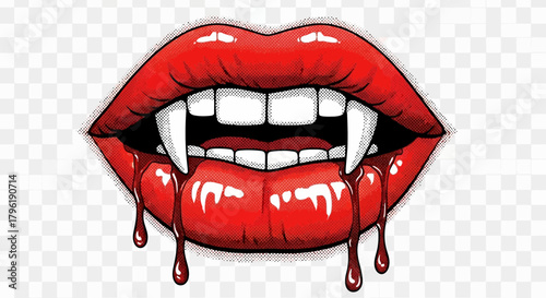 Vampire Lips Dripping with Blood, a Hauntingly Beautiful Halloween Illustration