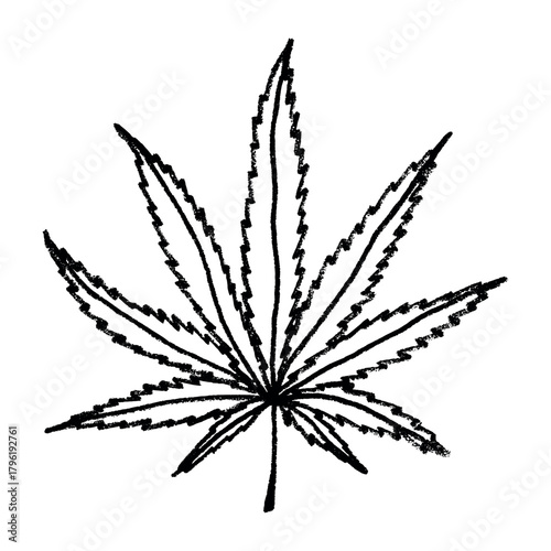 Hand drawn cannabis leaf Medicine marijuana Hemp leaves clipart in doodle style Single element for print, web, design, decor