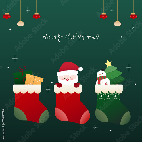홀리데이 겨울 양말 벡터 일러스트