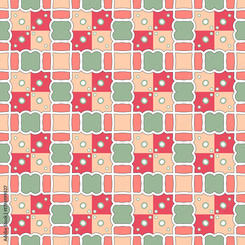 Naklejka premium Playful Pastel Geometric Tileable Texture
