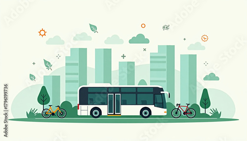Clean Eco Travel Poster with Sustainable Transport Focus