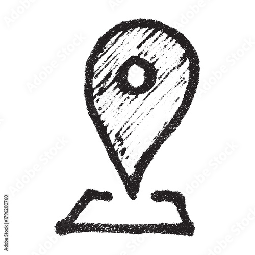 Hand drawn map pin Map marker pointer sign GPS and mapping tools Location pin symbol Pinpoint clipart in doodle style Single element for web, design