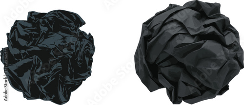 Crumpled paper ball graphic design on transparent background illustration