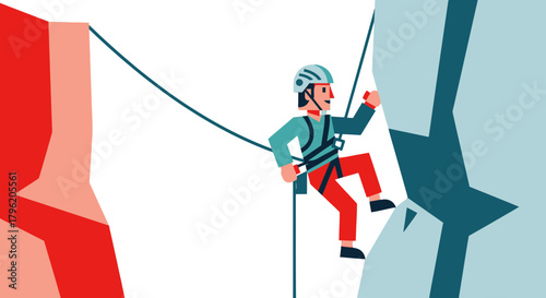 Adventurous Climber Ascends Rocky Terrain In Search Of Challenging Outdoor Activities