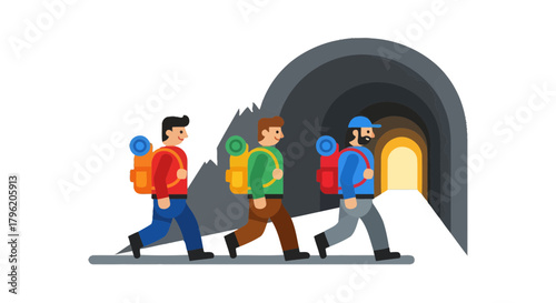 Adventurous Climbers Explore Dark Tunnels and Seek Bright Light at End of Journey