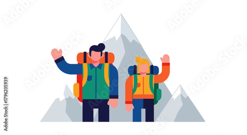 Adventurous Climbers Celebrating Triumph on Snowy Peaks Reaching Higher Elevations