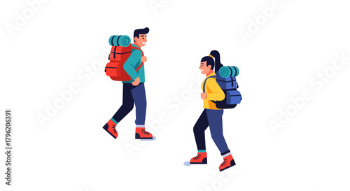 Adventurous Couple In Hiking Gear, Ready To Explore The Great Outdoors Together