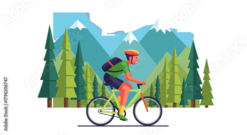 Adventurous Cyclist Explores Lush Mountainous Landscape On His Bicycle Adventure