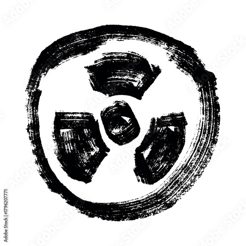 Hand drawn radiation sign Nuclear radiation hazard symbol Radioactive danger warning sign clipart in doodle style Nuclear safety Radioactive waste Single element for print, web, design, decor