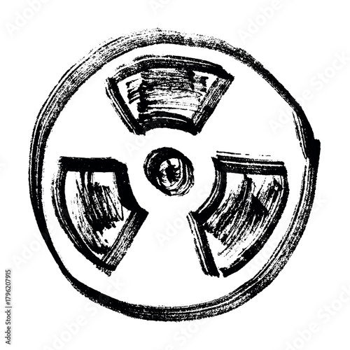 Hand drawn radiation sign Nuclear radiation hazard symbol Radioactive danger warning sign clipart in doodle style Nuclear safety Radioactive waste Single element for print, web, design, decor