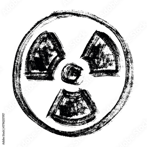 Hand drawn radiation sign Nuclear radiation hazard symbol Radioactive danger warning sign clipart in doodle style Nuclear safety Radioactive waste Single element for print, web, design, decor