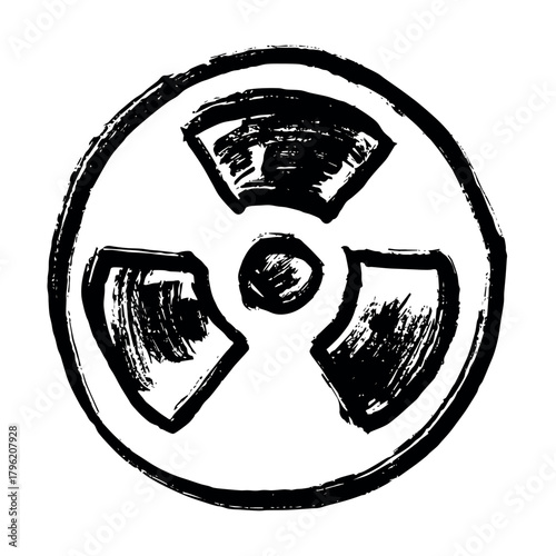 Hand drawn radiation sign Nuclear radiation hazard symbol Radioactive danger warning sign clipart in doodle style Nuclear safety Radioactive waste Single element for print, web, design, decor