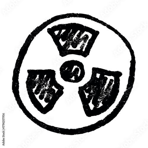 Hand drawn radiation sign Nuclear radiation hazard symbol Radioactive danger warning sign clipart in doodle style Nuclear safety Radioactive waste Single element for print, web, design, decor