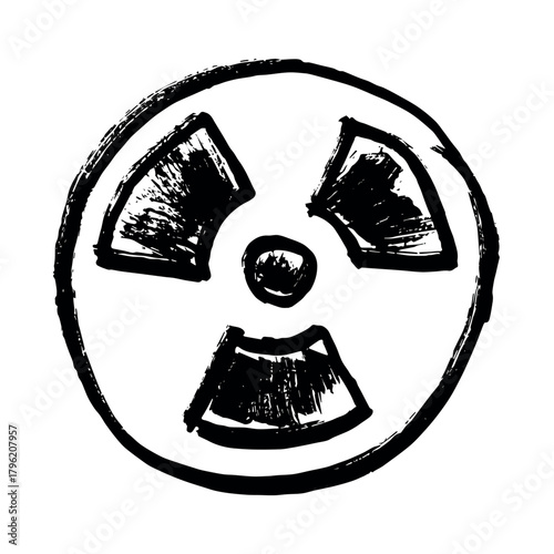 Hand drawn radiation sign Nuclear radiation hazard symbol Radioactive danger warning sign clipart in doodle style Nuclear safety Radioactive waste Single element for print, web, design, decor