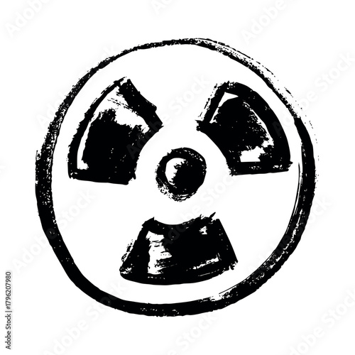 Hand drawn radiation sign Nuclear radiation hazard symbol Radioactive danger warning sign clipart in doodle style Nuclear safety Radioactive waste Single element for print, web, design, decor
