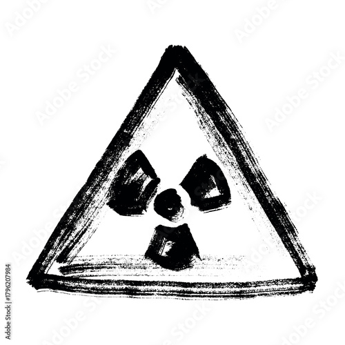 Hand drawn radiation sign Nuclear radiation hazard symbol Radioactive danger warning sign clipart in doodle style Nuclear safety Radioactive waste Single element for print, web, design, decor