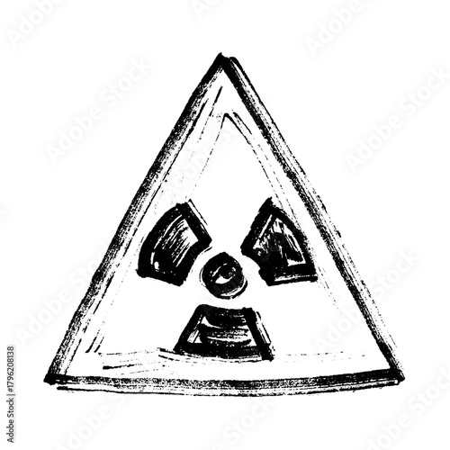 Hand drawn radiation sign Nuclear radiation hazard symbol Radioactive danger warning sign clipart in doodle style Nuclear safety Radioactive waste Single element for print, web, design, decor