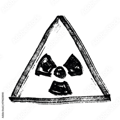 Hand drawn radiation sign Nuclear radiation hazard symbol Radioactive danger warning sign clipart in doodle style Nuclear safety Radioactive waste Single element for print, web, design, decor